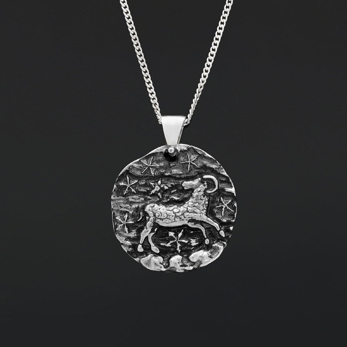 Aries Pendant, Zodiac Necklace, Sterling Silver Pendant, Astrology Jewelry, Aries Sign Jewelry by SWISS PLUS - Zodiac Collect