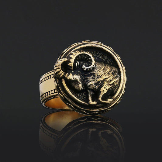 Aries Zodiac Silver Ring - view 2