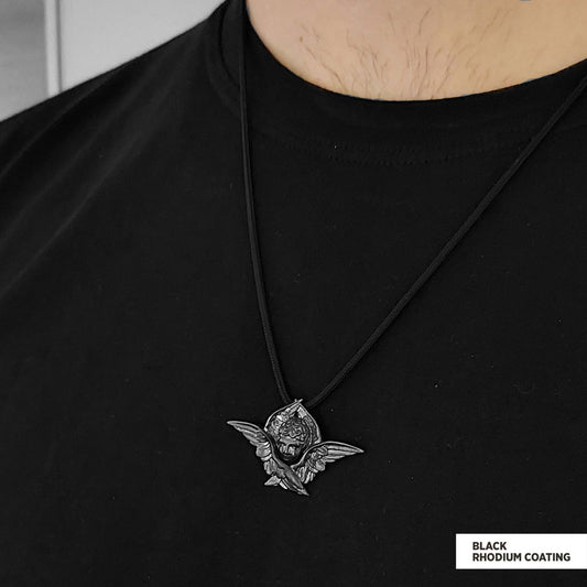 Baby Angel Pendant Black Rhodium Coating by SWISS PLUS - Unique Pendants & Cool Design Necklaces - view 2