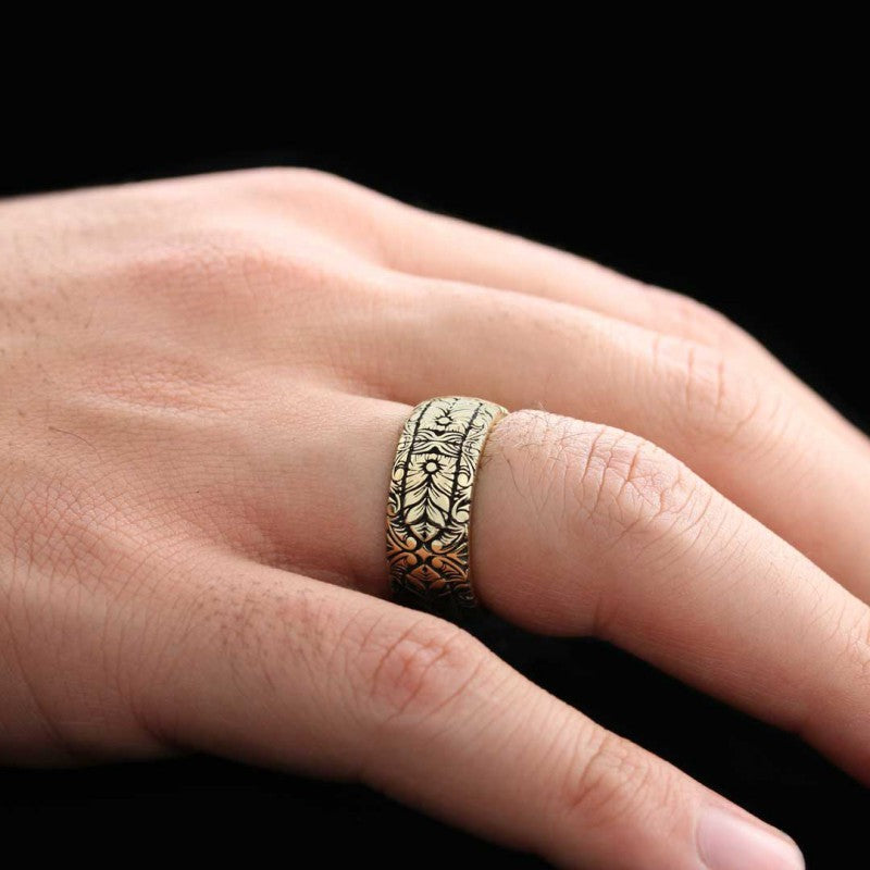 Special Design Floral Motif Sterling Silver Wedding Ring by SWISS PLUS - Sterling Silver Band Rings - view 7