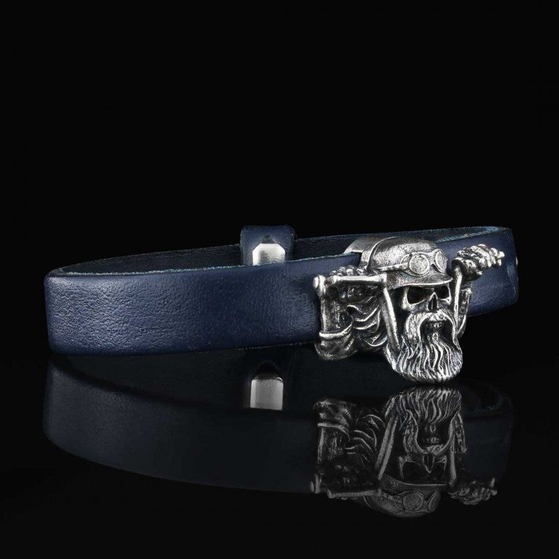 Biker Skull Bracelet by SWISS PLUS - Unique Design Leather Bracelets - view 7