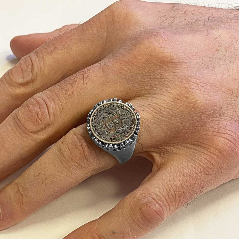 Bitcoin Souvenir Gold Ring by SWISS PLUS - Bitcoin Jewelry Collection - view 5