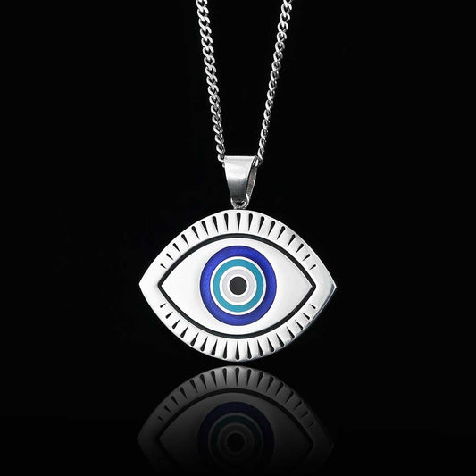 Blue Evil Eye Beads Sterling Silver Pendant by SWISS PLUS - Blue Evil Eye Beads Pendants - view 2
