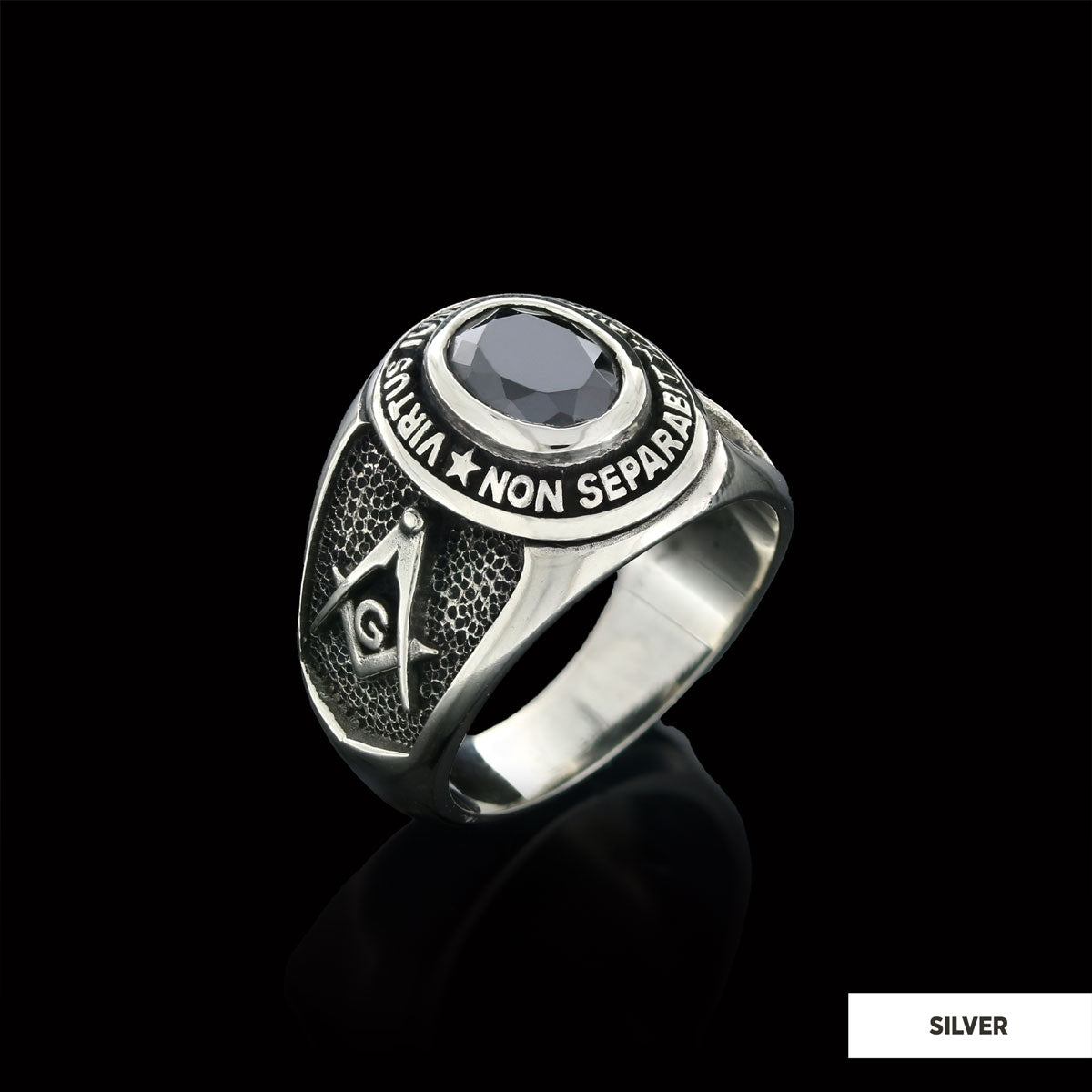 Blue Stone Masonic Round Ring, Mystic Guardian Mason Ring, Phantom Mason Ring - view 4