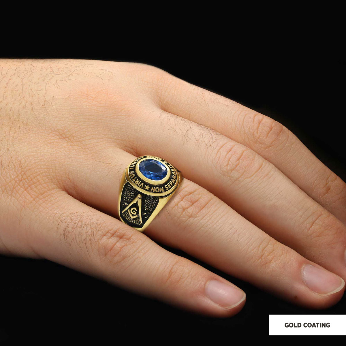 Blue Stone Masonic Round Ring, Mystic Guardian Mason Ring, Phantom Mason Ring - view 7