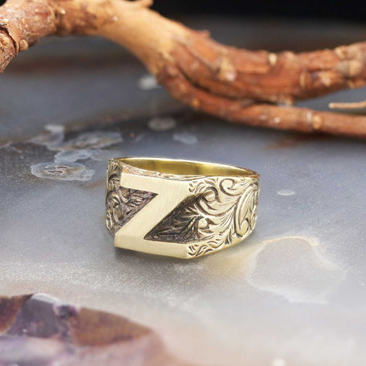 Bold Letter Z Monogram 925 Sterling Silver Women Ring - view 2