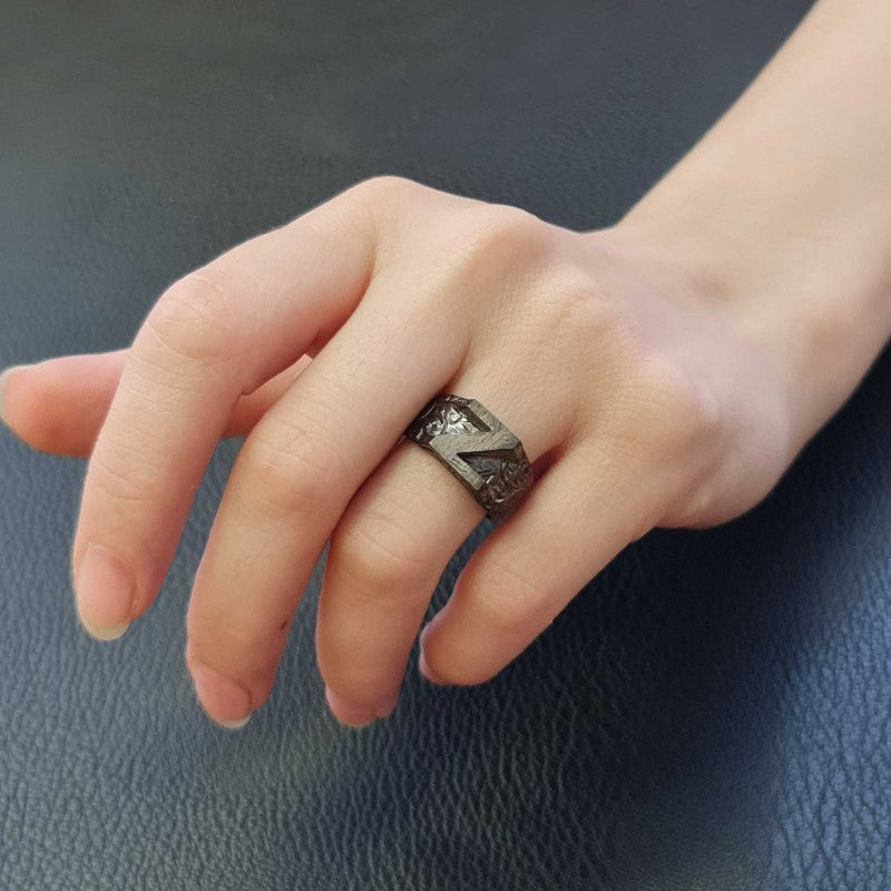 Bold Letter Z Monogram 925 Sterling Silver Women Ring by SWISS PLUS - Letter Collection - view 7
