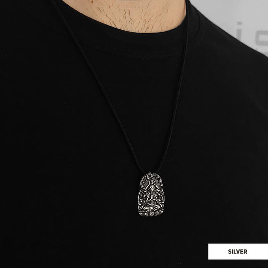 Buddha Lotus Pendant Silver by SWISS PLUS - Buddhist Jewelry Collection - view 2