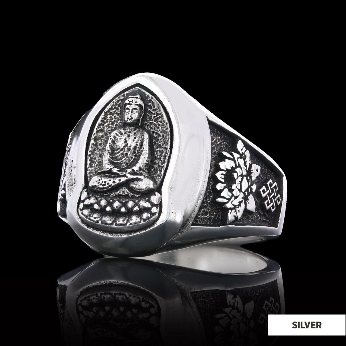 Buddha Ring, Om Buddha Ring, Hindu Ring, Endless Knot Ring, Padma Buddhist Ring, Meditation, Yoga, Buddhist Jewelry