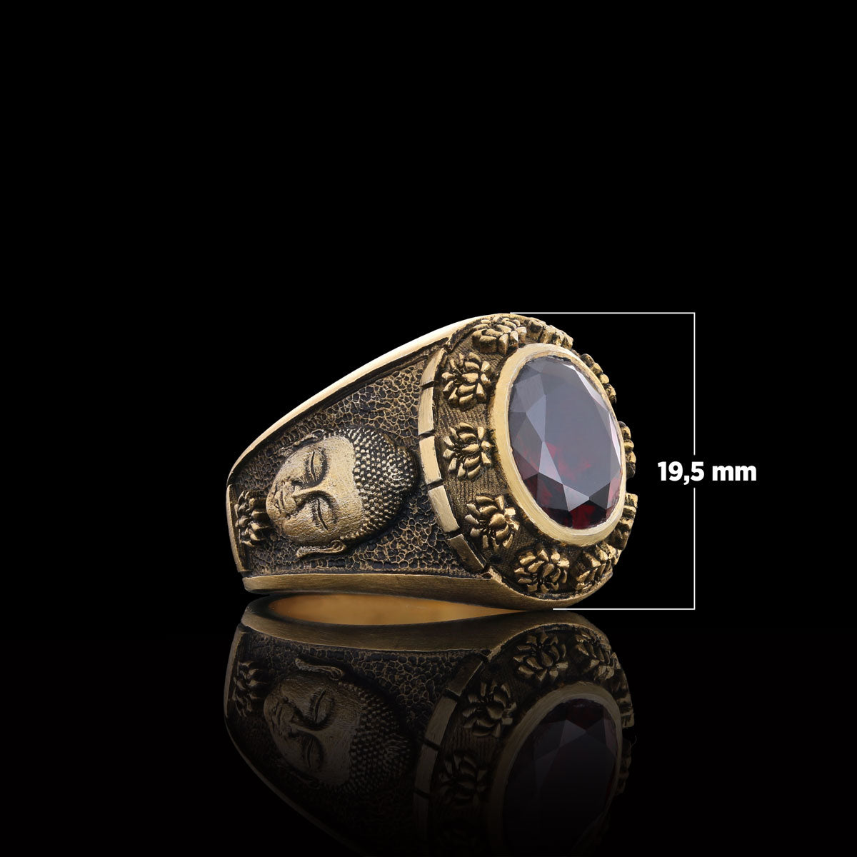 Buddhist Silver Ring with Stone, Buddha Ring, Lotus Flower Ring, Buddhist Jewelry, Religious Gifts - view 6