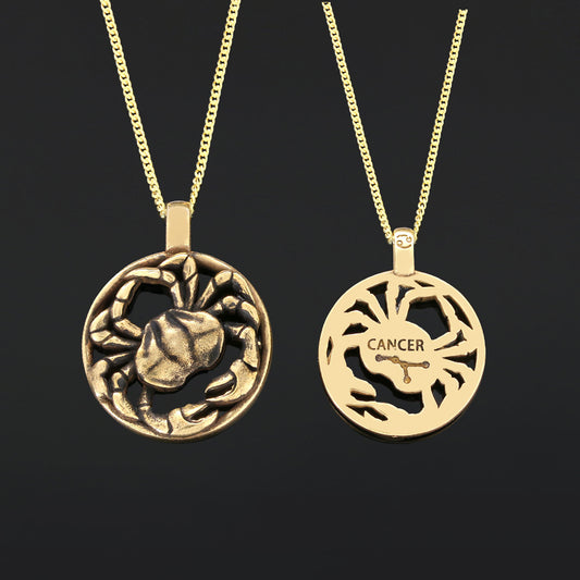 Cancer Pendant, Sterling Silver Cancer Necklace, Handmade Cancer Jewelry, Horoscope Cancer Necklace - view 2