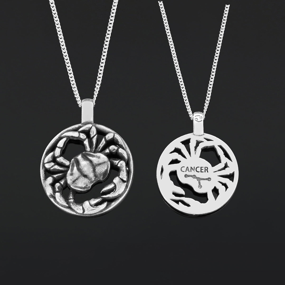 Cancer Pendant, Sterling Silver Cancer Necklace, Handmade Cancer Jewelry, Horoscope Cancer Necklace