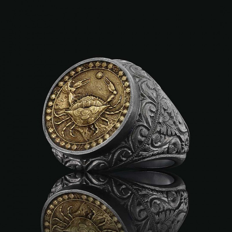 Cancer Zodiac Silver Ring