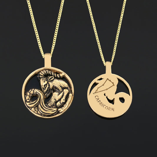 Capricorn Pendant, Sterling Silver Capricorn Necklace, Handmade Capricorn Jewelry, Horoscope Capricorn Necklace - view 2