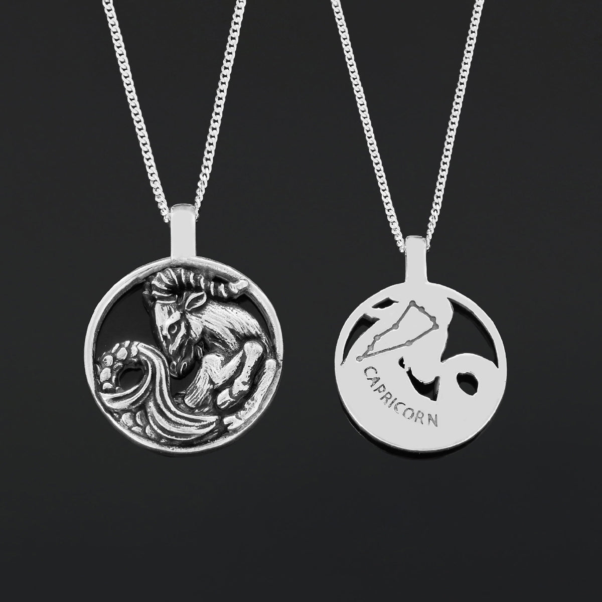 Capricorn Pendant, Sterling Silver Capricorn Necklace, Handmade Capricorn Jewelry, Horoscope Capricorn Necklace - view 6