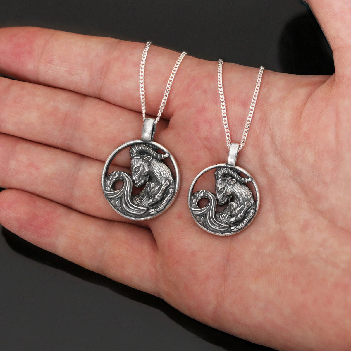 Capricorn Pendant, Sterling Silver Capricorn Necklace, Handmade Capricorn Jewelry, Horoscope Capricorn Necklace