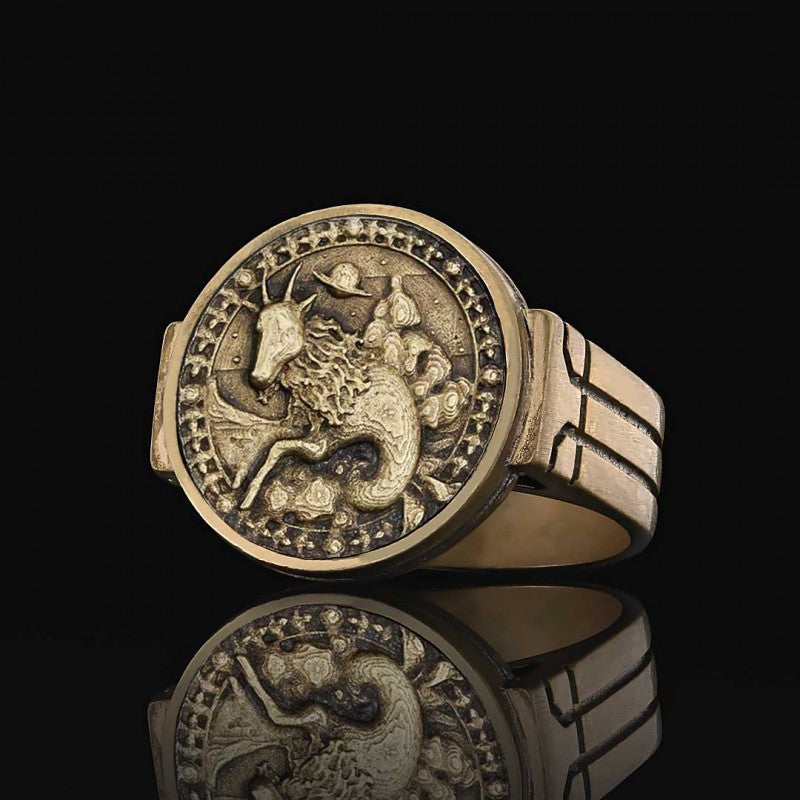 Capricorn Zodiac Round Ring - view 3