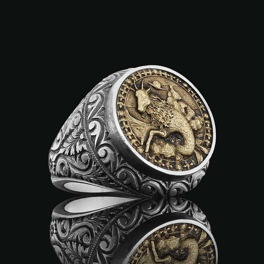 Capricorn Zodiac Silver Ring