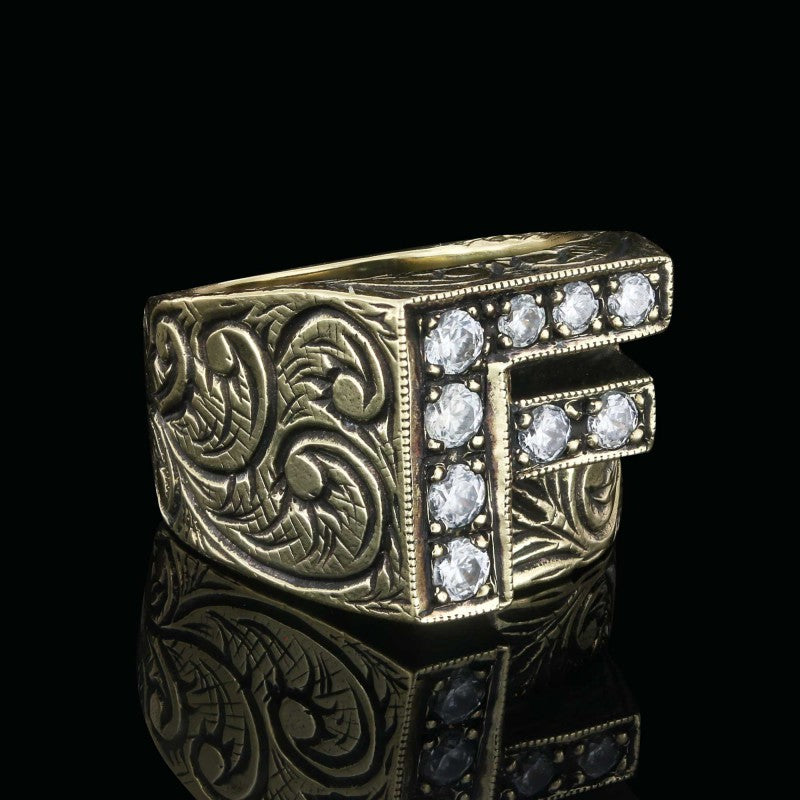 Unigue Design Silver Celtic Letter F Ring by SWISS PLUS - Letter Collection - view 7