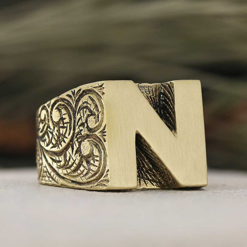Celtic Letter N Bold Alphabet Ring