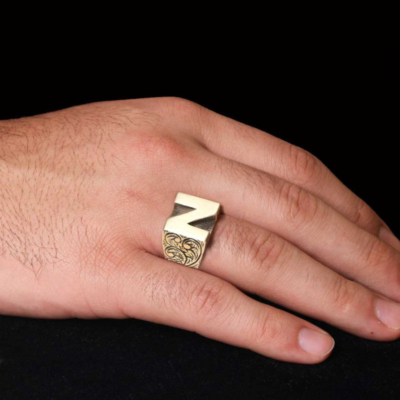 Celtic Letter N Bold Alphabet Ring - view 3