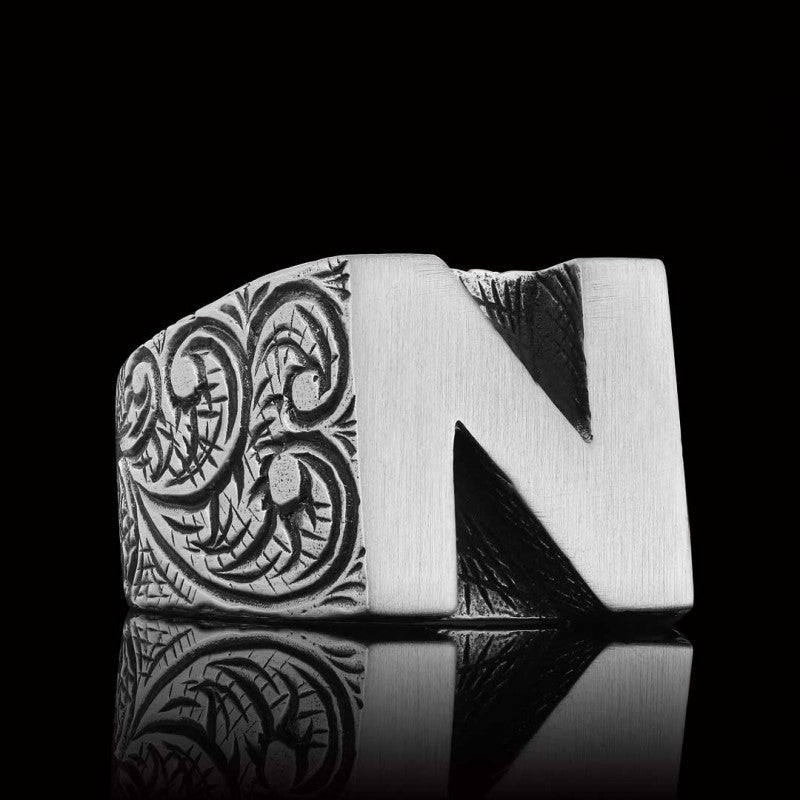 Celtic Letter N Bold Alphabet Ring - view 4