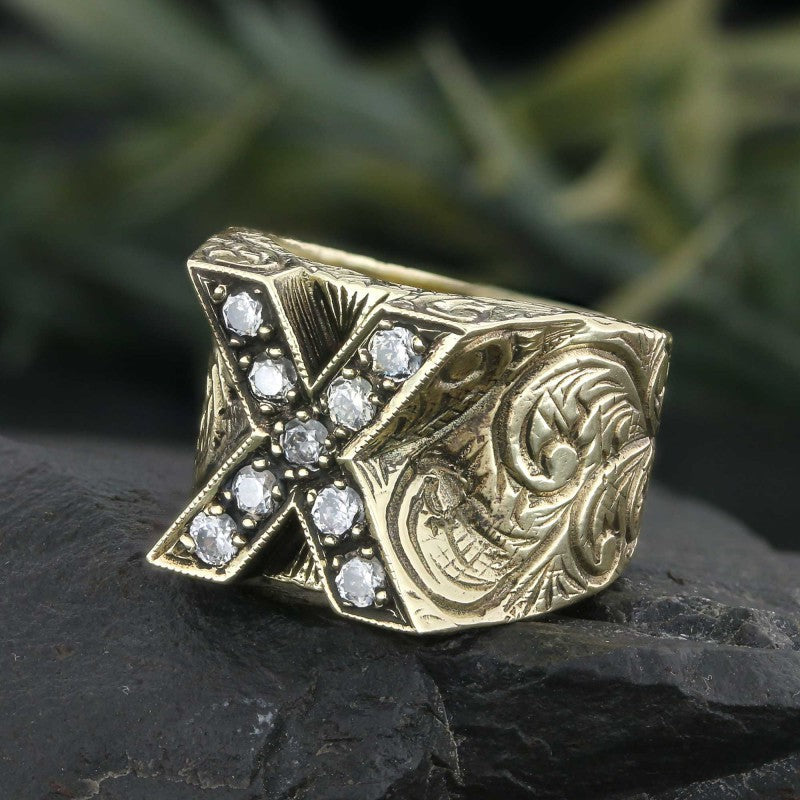 Custom Design Silver Celtic Letter X Ring