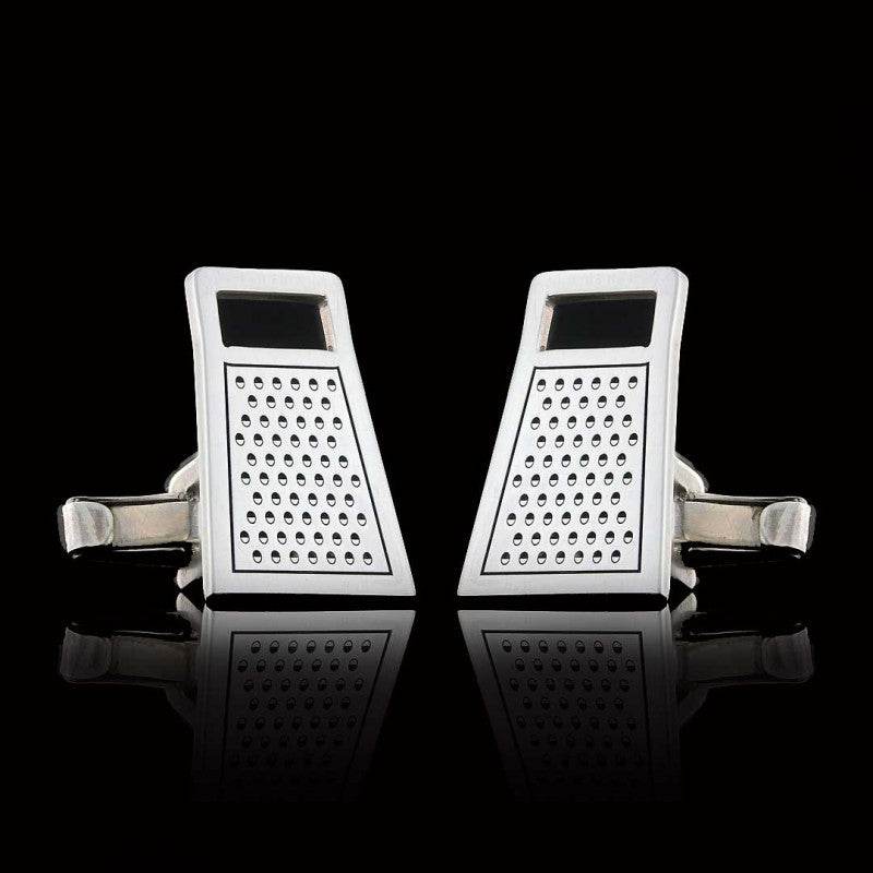 Sterling Silver Custom Design Cheese Grater Cufflink by SWISS PLUS - Unique Design Handmade Cufflinks - view 3