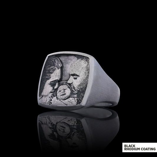 Cherished Moments Personalized Square Ring, Your Loved Ones, Always Close