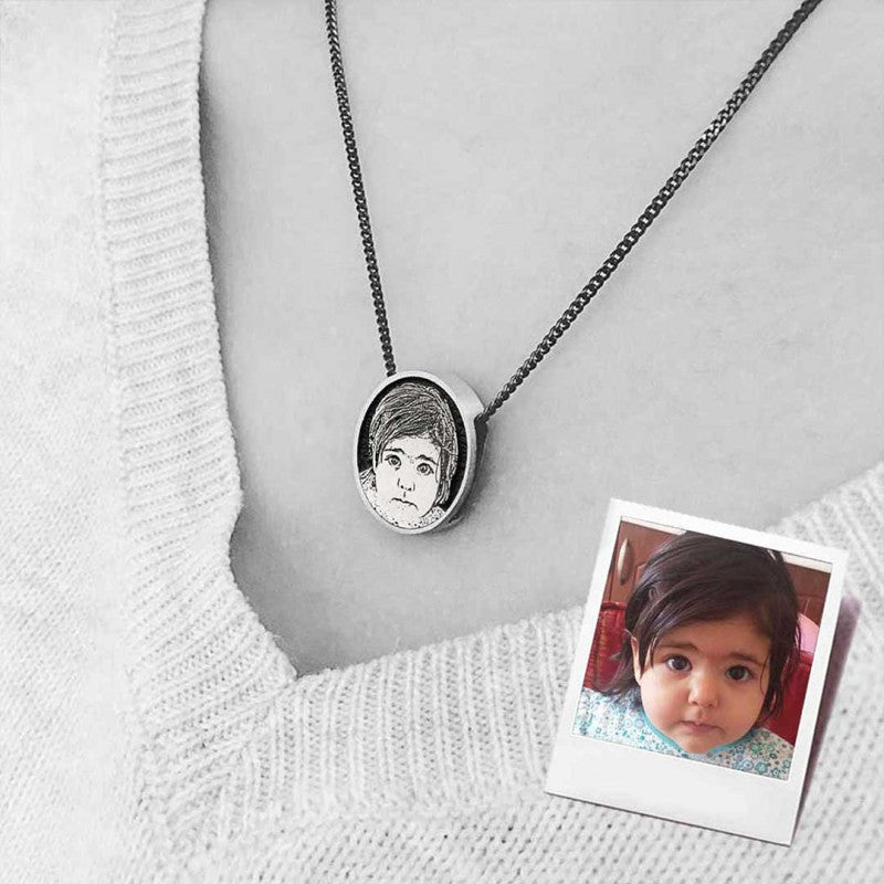 Child Photo Silver Pendant - view 4
