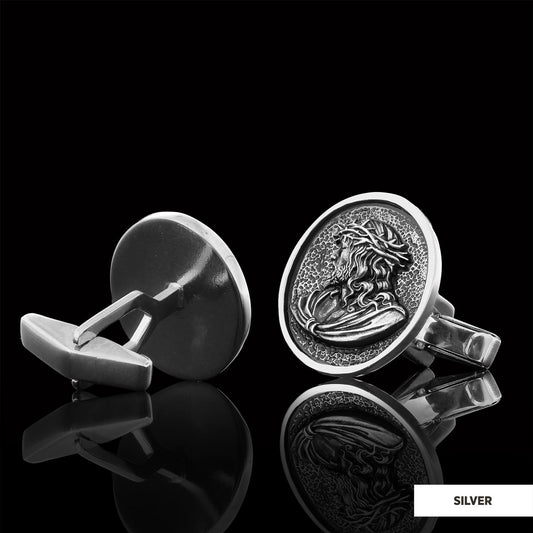 Christ Cufflinks, Jesus Cufflinks, Silver Religious Accessory, Gold Plated Jesus Jewelry, Handmade Christian Cufflinks, Religious CufflinksGift