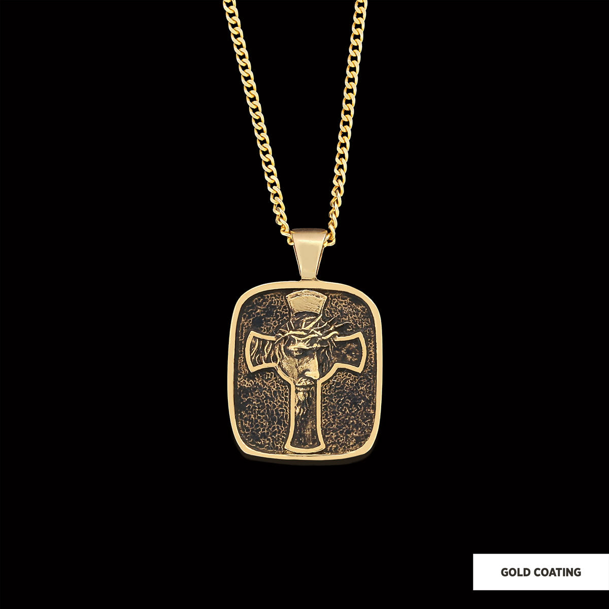 Christ Jesus Silver Necklace, Christian Necklace, Christ Jesus Cross Necklace, Gold Plated Cross Necklace Christian Accessory, Jesus Cross Necklace, Jesus Men's Gift Gold Coating