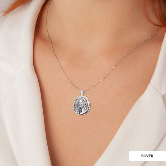 Christ Necklace, Jesus Pendant, Faith Jewelry, Christus Necklace Jesus Christian Necklace, Sun and Christian Jewelry Silver b