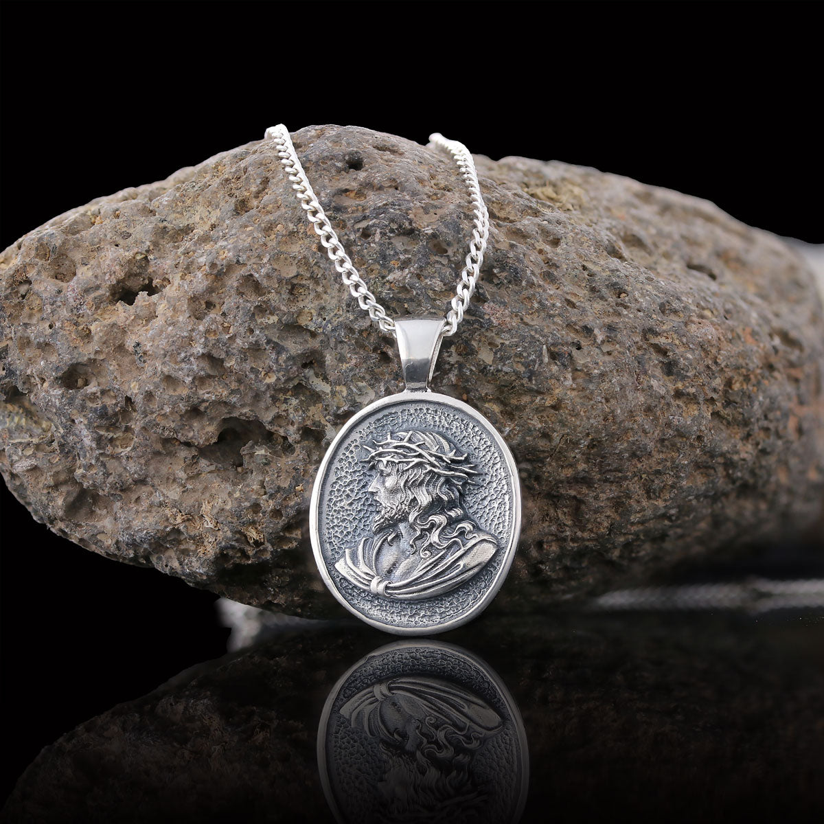 Christ Necklace, Jesus Pendant, Silver Religious Accessory, Gold Plated Jesus Jewelry, Handmade Christian Necklace, Religious Pendant Gift Silver