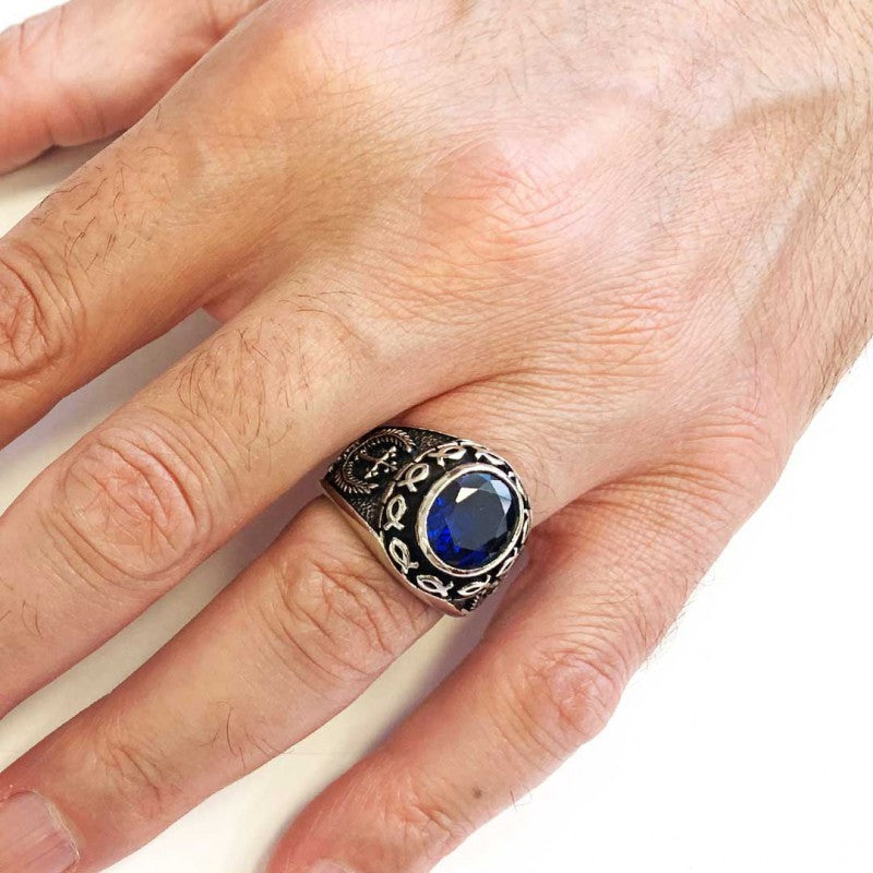 Christian Blue Stone Ring - view 5