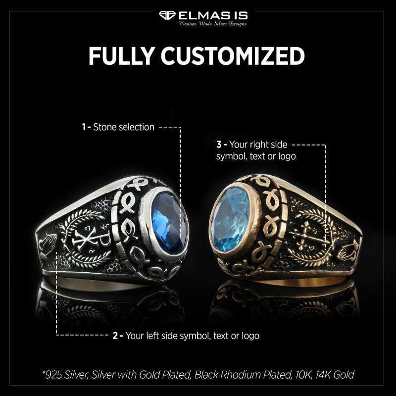 Christian Blue Stone Ring by SWISS PLUS - Christian Collection - view 6