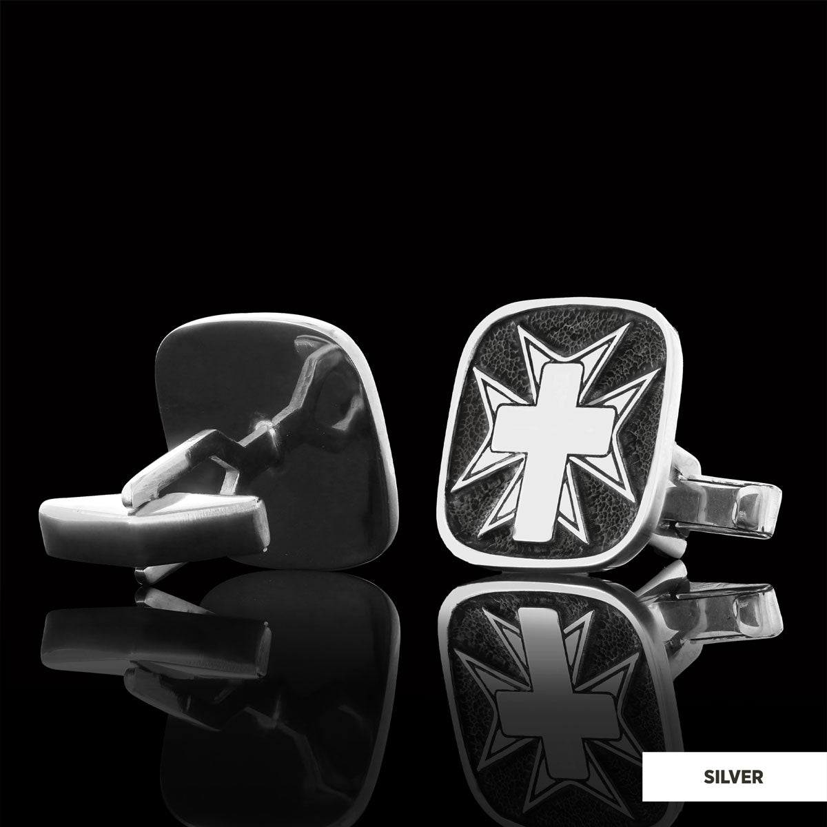 Christian Cross 925 Sterling Silver Cufflinks, Silver Square Cross Cufflinks, Gold Plated Silver Christian Cross Cufflinks Silver