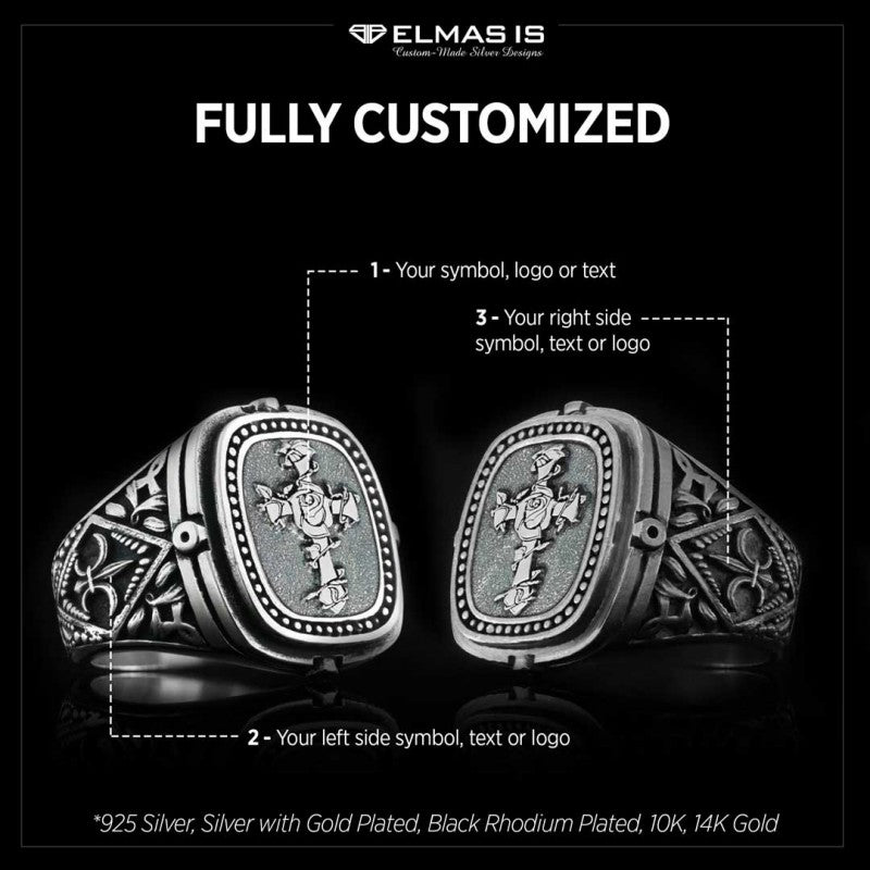 Christian Cross Embossed Ring