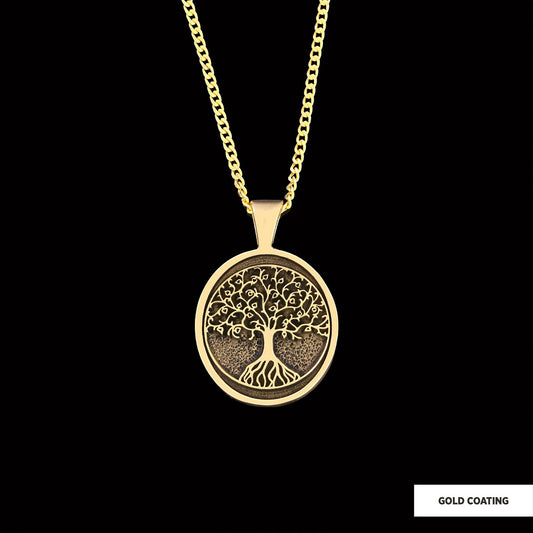 Christian Tree of Life Gold Plated Silver Necklace, Silver Oval Tree of Life Necklace, Silver Christian Pendants by SWISS PLU