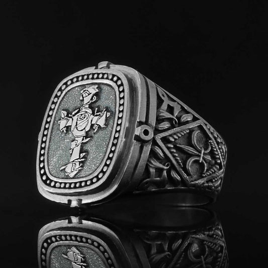 Christian Cross Embossed Ring