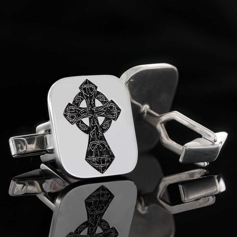 925 Sterling Silver Cross Christian Cufflink - view 5