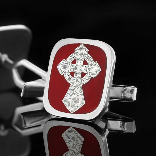 925 Sterling Silver Cross Christian Cufflink - view 2