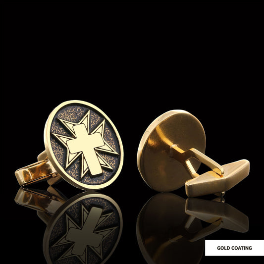 Crucifix Silver Cufflinks, Gold Plated Silver Christian Cross Cufflinks, Silver Oval Crucifix Cufflinks - view 2