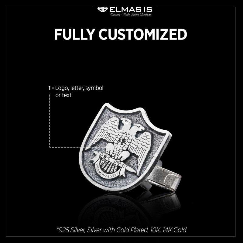 Custom Design 925 Sterling Silver Masonic Cufflink by SWISS PLUS - Mason Collection - view 5