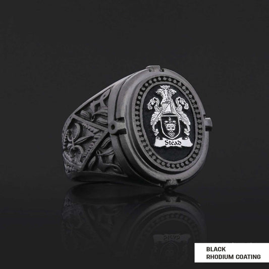 Custom Design Handmade Family Crest Ring, Oval Celtic Design Engraved Family Ring