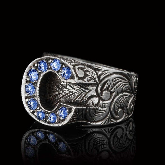 Custom Design Handmade Monogram C Bold Alphabet Ring - view 2