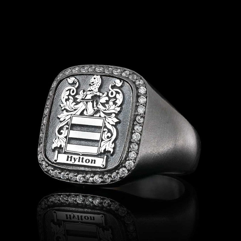 Custom Design Handmade Square Raised Family Crest Ring