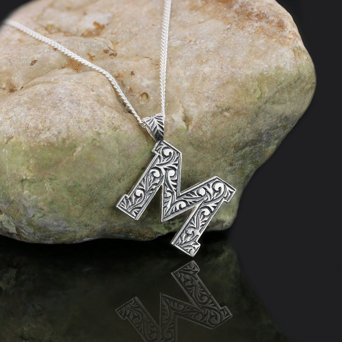 Custom Design Monogram 925 Sterling Silver Letter M Necklace