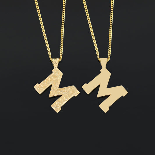 Custom Design Monogram 925 Sterling Silver Letter M Necklace by SWISS PLUS - Letter Collection - view 2