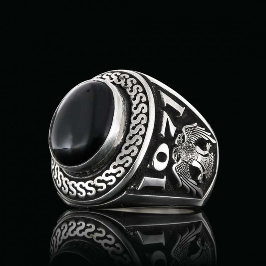 Custom Design Ottoman Style Coat of Arms Signet Ring - view 2